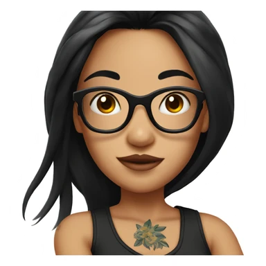 Girl with glasses and long black hair and tattoos on arm sticker