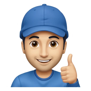 generate a pretty bratz emoji of ranbir kapoor wearing a blue cap and doing a thums up sticker