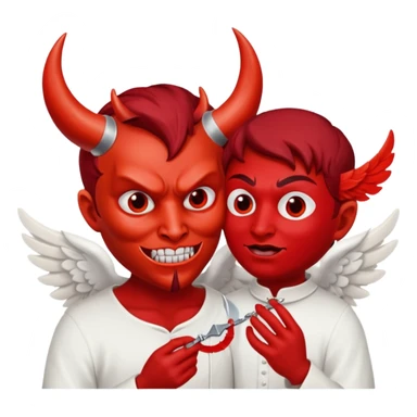 Devil taking off angel mask sticker