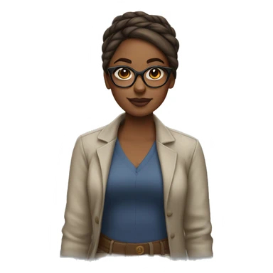 Brown skin girl with glasses hair in a bun in Philadelphia clothes sticker