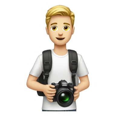 young white man blogger with camera sticker