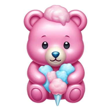 Bear-shaped glossy cotton candy with shiny, glazed appearance and glistening sugar crystals sticker