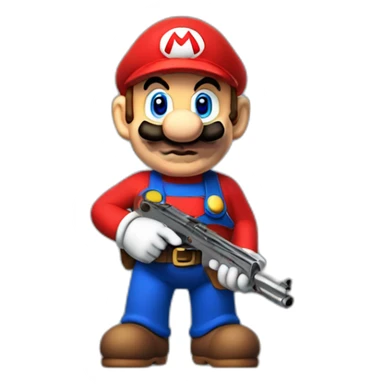 mario holding a gun sticker