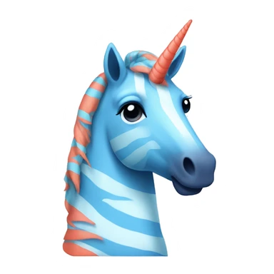 Blue unicorn with coral colored zebra stripes  sticker