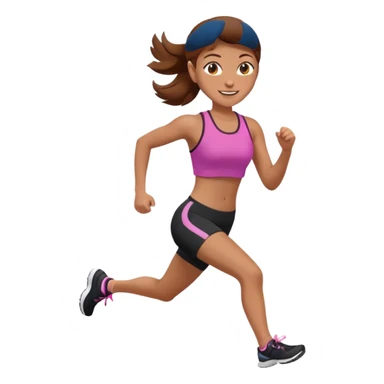 workout girl with brown hair, running, activewear, emoji style sticker