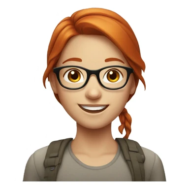 smiling redhead girl with glasses sticker