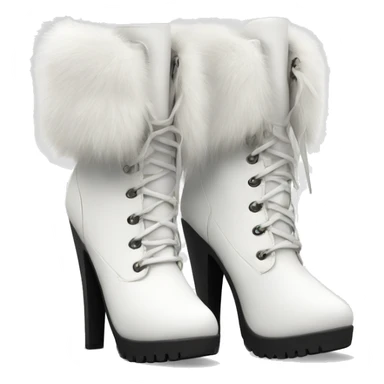 White high heel boots with fur sticker