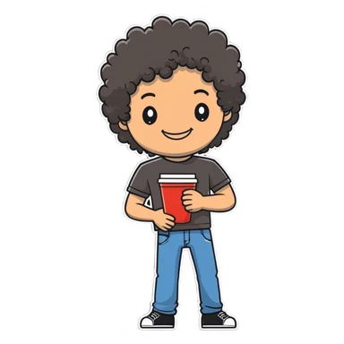 College guy frat 20 yr old curly hair sticker