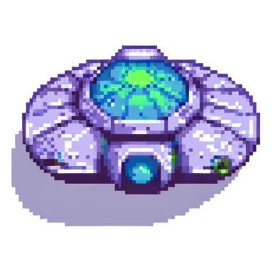 alien starship pixel art sticker