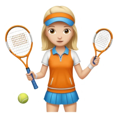 white young girl playing tennis sticker