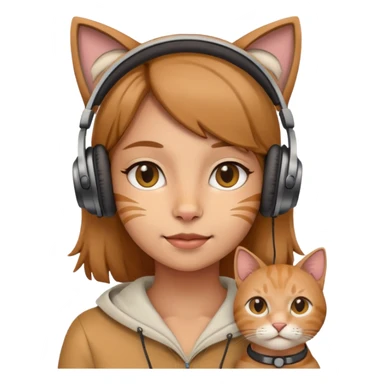 Light brown woman with cat headphones  sticker