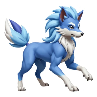 Lycanroc-Suicune-Fakémon-hybrid-creature (full body)  sticker