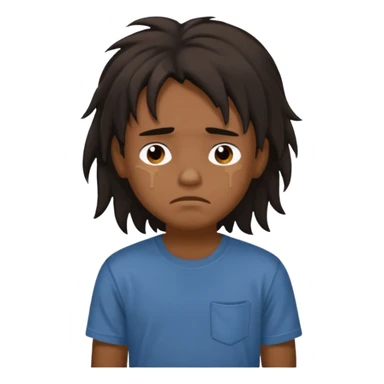 generate a pretty bratz brown skinned boy with black messy long hair wearing a brown tshirt in bed. Looking sleepy sticker