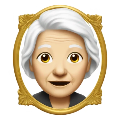 old woman with white hair add gold picture frame sticker