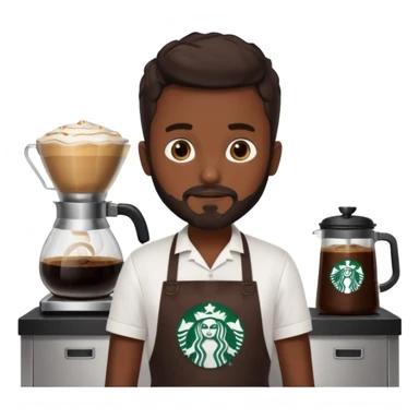 A Starbucks Barista with Black Coffee Master Apron. Boy has trimmed Beard Black sticker