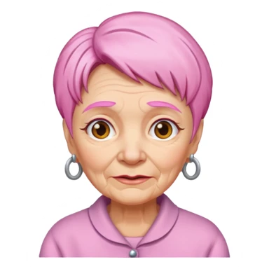 pink haired grandma with wrinkles sticker