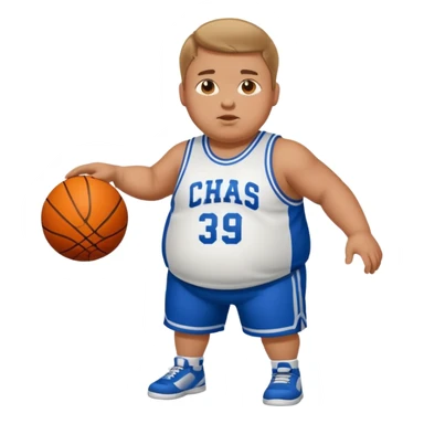 Fat boy playing basketball  sticker