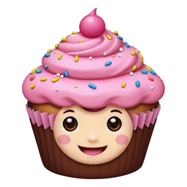 cupcake with pink icing, cute face sticker