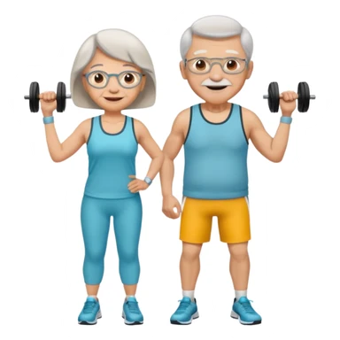 light skin grandma and grandpa work out and They have neutral colours of sport clothes sticker