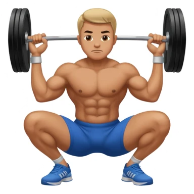 a man doing a squat while holding his ankles sticker