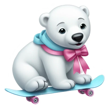 Polar bear with a pink bow and ice skates  sticker