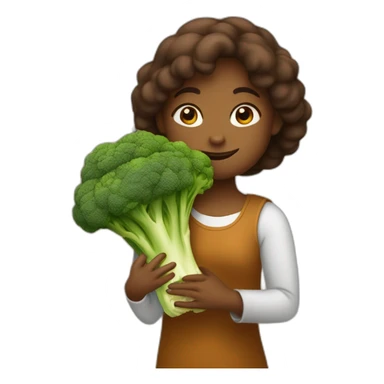 fille marron avec une tête de brocoli sticker