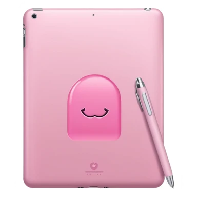 soft pink ipad with white pen sticker