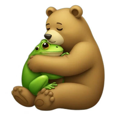 bear hugging a frog sticker