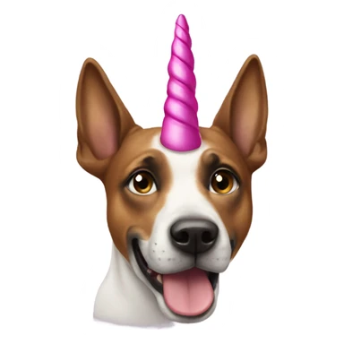 Dog with a unicorn horn sticker