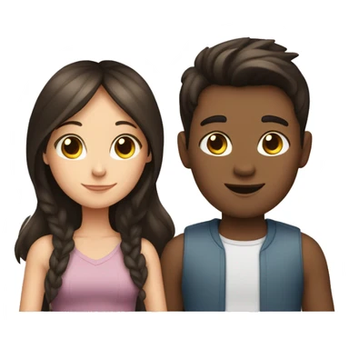 Brunette girl and brunette boy with cat sticker