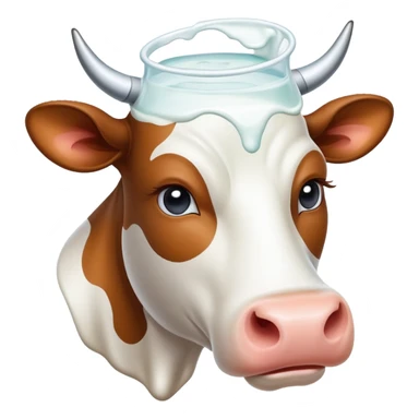 Cow with milk on its head sticker