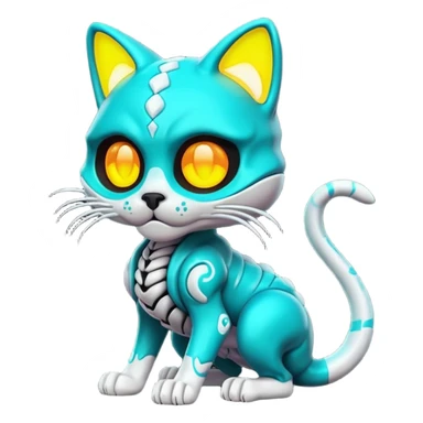 Catty Neon Snaky Protogen-Skull-cat (full body) sticker