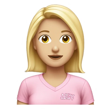 Caucasian blonde girl wearing breast cancer shirt sticker