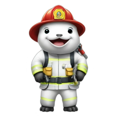 Beluga sturgeon as a fire fighter supporting union rights sticker