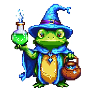 frog wizard with potion sticker