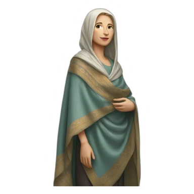 a white woman in a shawl in full growth sticker