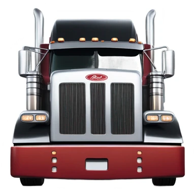 Peterbilt 389 black with red frame with flat top and slash cut exhaust stacks and dual rear tires and flat bumper sticker