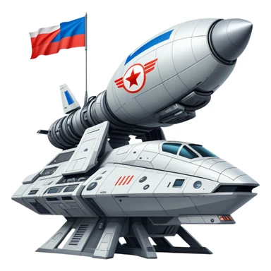 Massive Russian orbital battlestation with flag-themed hull design sticker
