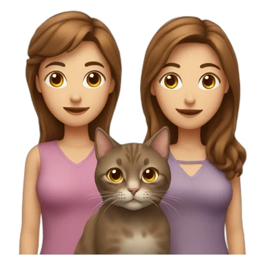 two cats with woman with brown hair sticker