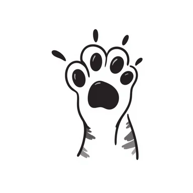 simple sketch of a cat's foot with toe beans sticker
