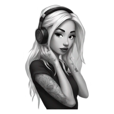 tattoo girl pose with headphones an micro tumblr sticker