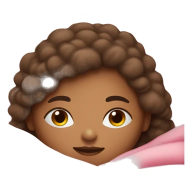 medium skin girl with brown hair sleeping with pink blanket sticker