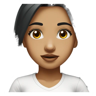 Mistimed girl with black hair and gold tilak  on her forehead with black flowing hair and wearing a white t-shirt with the words Crysis in American typeface.  sticker