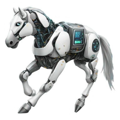 a robot-cyborg horse running sticker