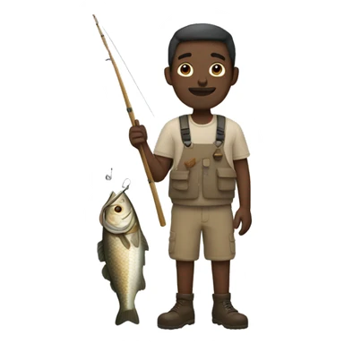 fishing man with beige and dark skin sticker