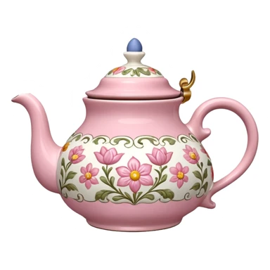 A pink and white flowery TeaPot sticker