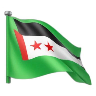 The flag of the Syrian revolution is green, white, black, with three red stars in the middle  sticker