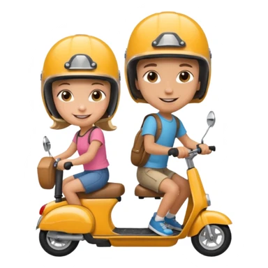 Un garçon et une fille sur une trottinette sticker