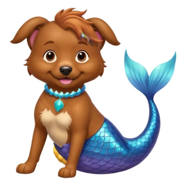 Happy brown dog with mermaid tail sticker