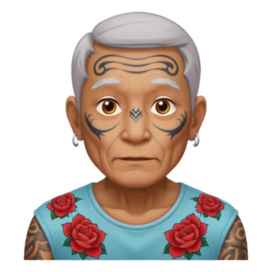 elderly man with body and face tattos sticker